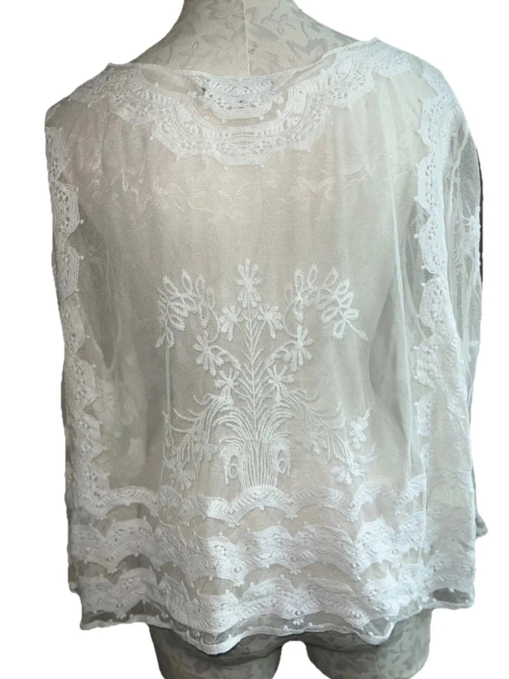 Chris McLaughlin NWT White Sheer Lace Embroidered Shrug Cardigan 3X - Picture 14 of 16